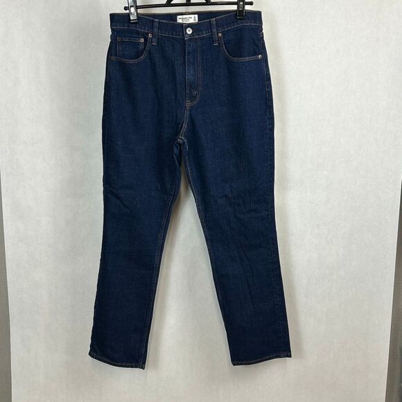 Abercrombie & Fitch Slim Straight Ultra High Size Denim Jeans Sz 31 / 12 Short - Picture 1 of 11